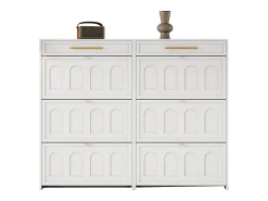 Outlet Merax 2 Armários de Sapatos Modernos - 2 x 70 x 25 x 123,5 cm - com 6 compartimentos + 1 gaveta - para hall de entrada e sala de estar - MDF - Branco