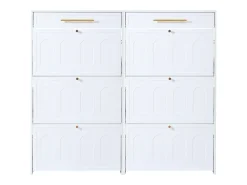 Outlet Merax 2 Armários de Sapatos Modernos - 2 x 70 x 25 x 123,5 cm - com 6 compartimentos + 1 gaveta - para hall de entrada e sala de estar - MDF - Branco