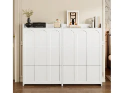 Móvel De Arrumação|Sapateira*Merax 2 Armários de Sapatos Modernos - 2 x 70 x 25 x 120 cm - com 6 compartimentos - para entradas e salas de estar - MDF - Branco