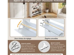 Móvel De Arrumação|Sapateira*Merax 2 Armários de Sapatos Modernos - 2 x 70 x 25 x 120 cm - com 6 compartimentos - para entradas e salas de estar - MDF - Branco