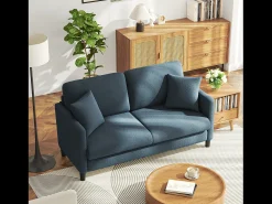 DripeX 2/3 assentos em Teddy Velvet, sofá de conforto à direita em madeira maciça, amossa com apoios de braços, 165x78x89cm, -cinza-cinza^ Sofá