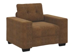 Poltrona*vidaxl | Cadeira Sofa | com almofada Couro sintético e Madeira Castanho