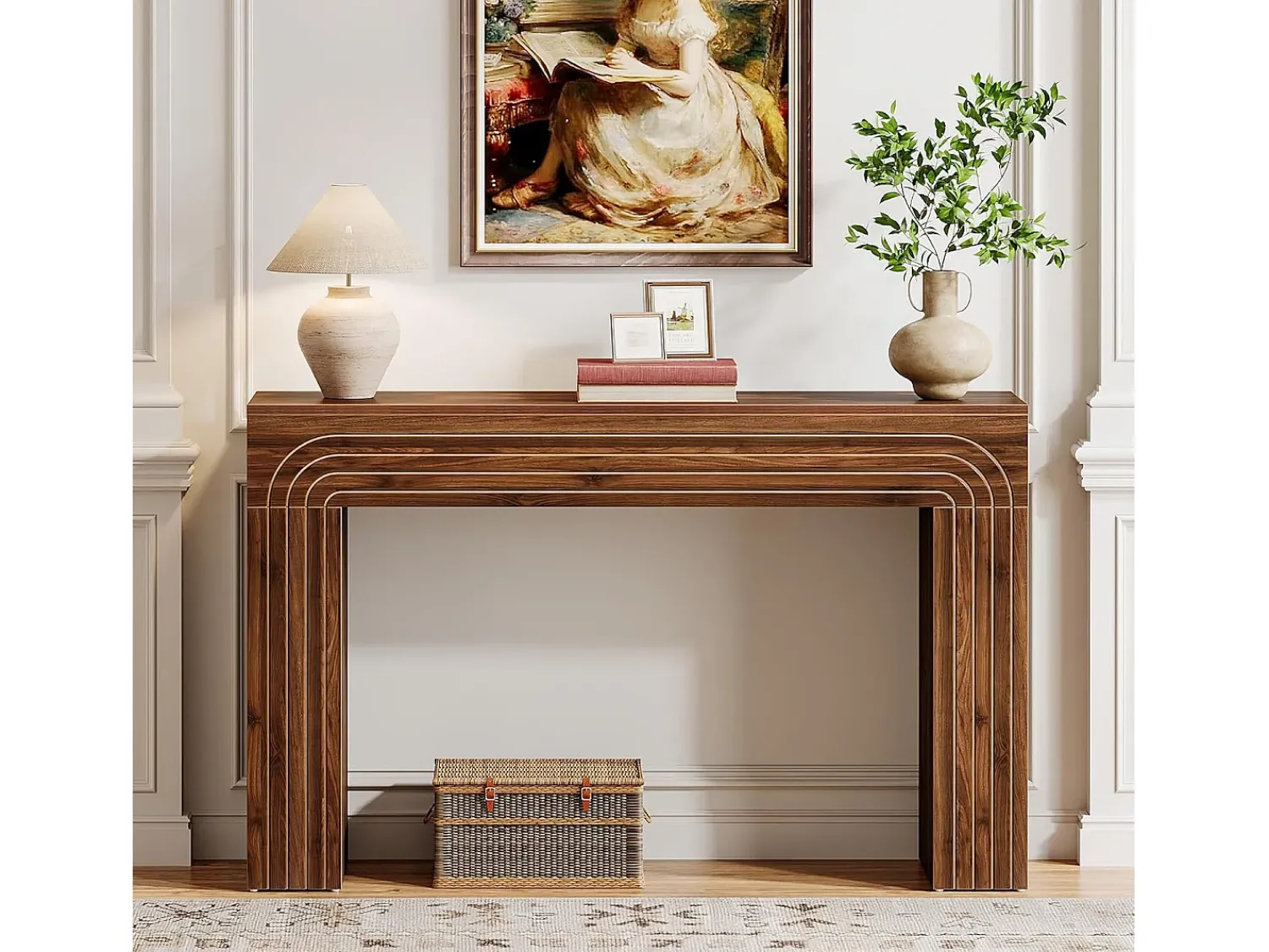 Tribesigns 140 cm de comprimento, mesa estreita para sofá, mesa atrás do sofá, mesa de entrada moderna em madeira para a entrada, o corredor, o sala de estar^ Consola