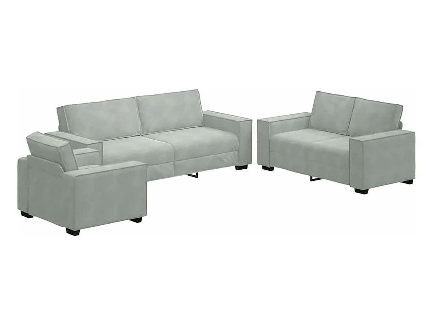 vidaxl | Conjunto de Sofás | 3 pcs Cinzeto 220 x 78 x 84 cm Veludo^ Sofá