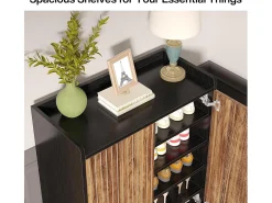 Tribesigns 25 Pares de placas para sapatos, Armário Etagere de Grande Capacidade com Estrutura Preta para Entrada^ Móvel De Arrumação|Sapateira