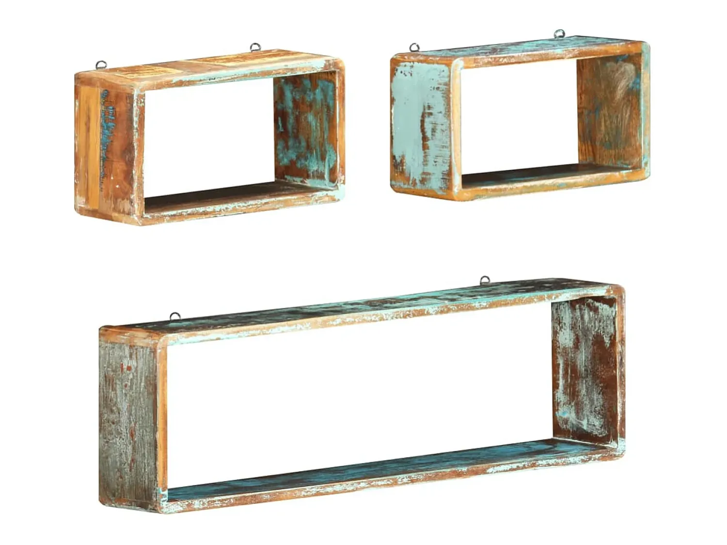 Prateleira*vidaxl 3 pcs conj. prateleiras parede cubos madeira recuperada maciça Castanho