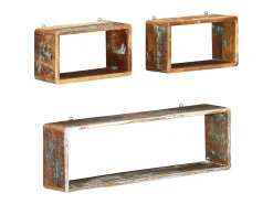 Prateleira*vidaxl 3 pcs conj. prateleiras parede cubos madeira recuperada maciça Castanho