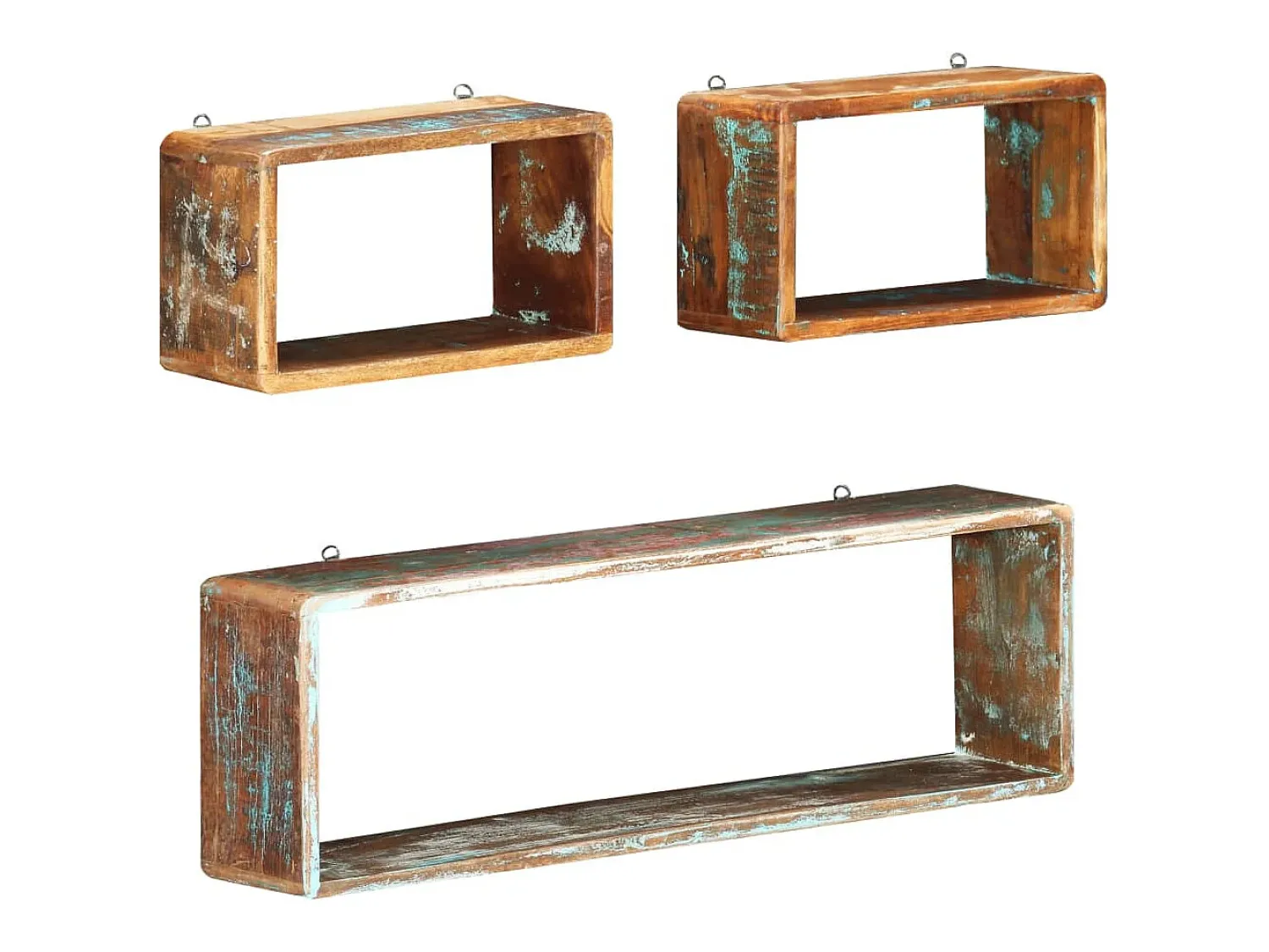 Prateleira*vidaxl 3 pcs conj. prateleiras parede cubos madeira recuperada maciça Castanho