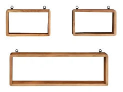 3 pcs conj. prateleiras parede cúbicas madeira de acácia maciça PT224219^ Prateleira