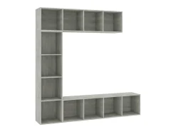 3 pcs conjunto armário TV/estante 180x30x180cm cimento PT784275^ Biblioteca