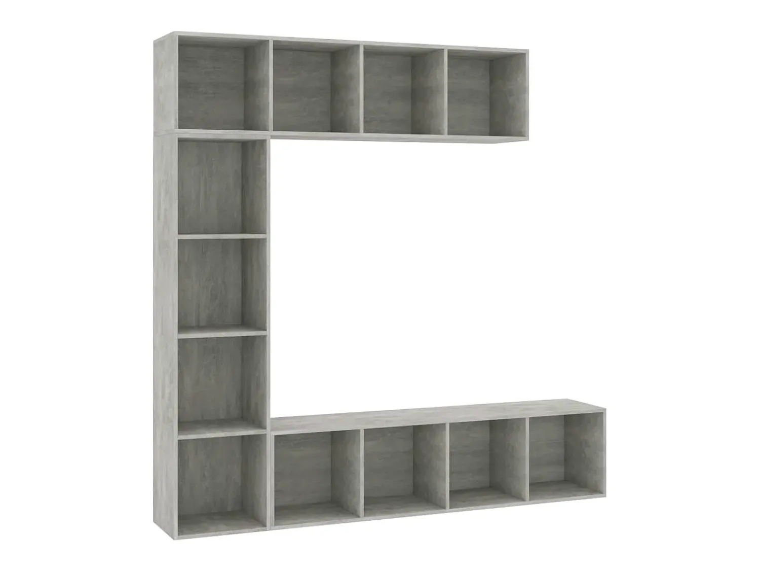 3 pcs conjunto armário TV/estante 180x30x180cm cimento PT784275^ Biblioteca