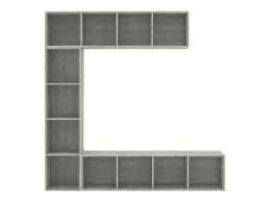 3 pcs conjunto armário TV/estante 180x30x180cm cimento PT784275^ Biblioteca