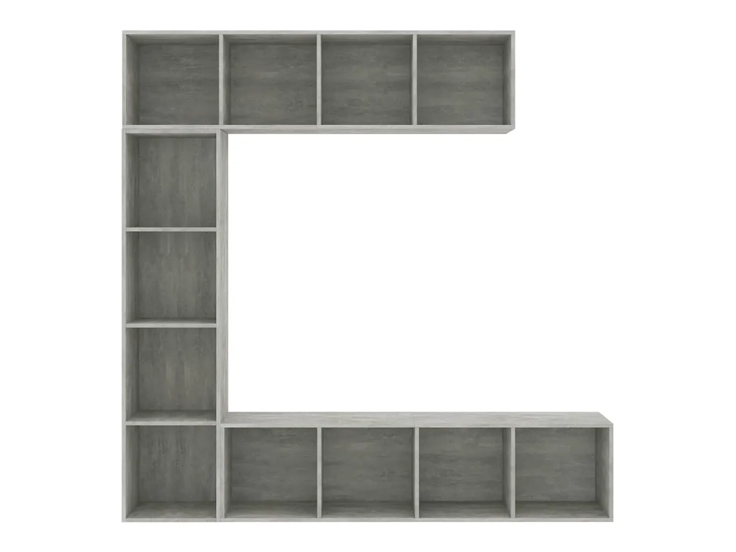 3 pcs conjunto armário TV/estante 180x30x180cm cimento PT784275^ Biblioteca