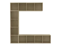 3 pcs conjunto armário TV/estante 180x30x180 cm carvalho sonoma PT395863^ Biblioteca