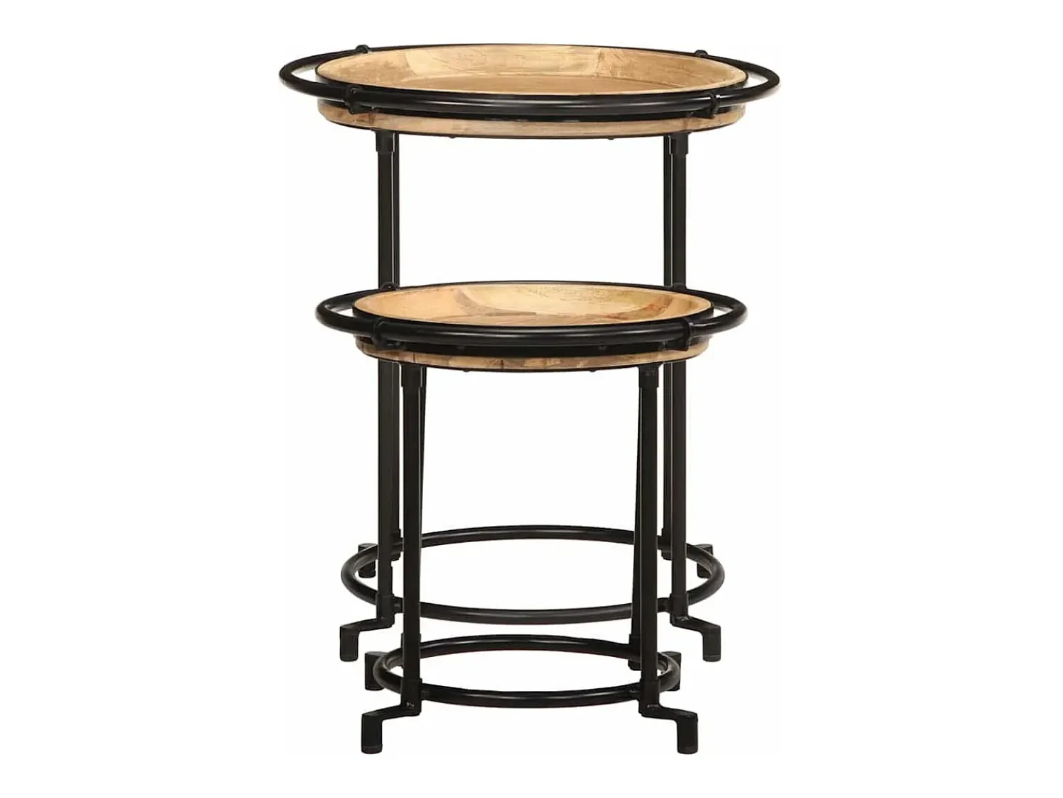 Discount vidaxl 2 pcs Conjunto de mesa de apoio madeira de mangueira maciça Natural claro