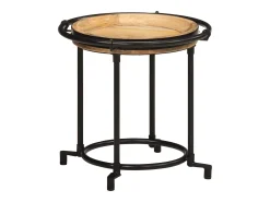 Discount vidaxl 2 pcs Conjunto de mesa de apoio madeira de mangueira maciça Natural claro