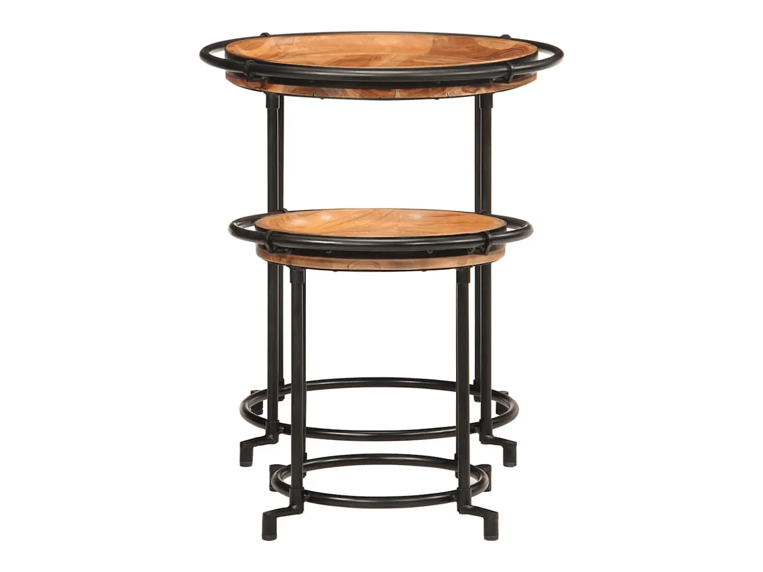 Mesa De Apoio*vidaxl 2 pcs Conjunto de mesa de apoio madeira de acácia maciça Natural claro
