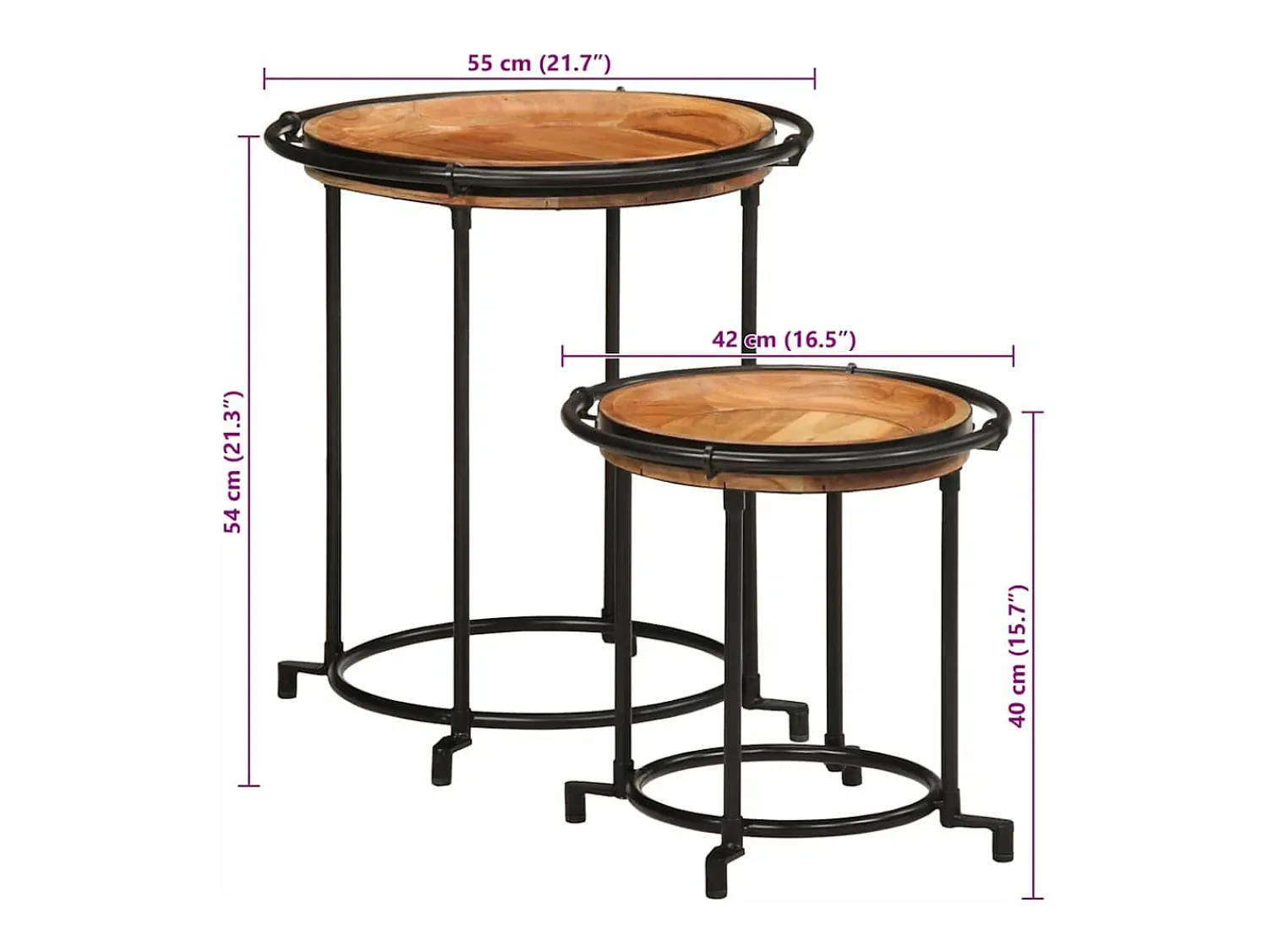 Mesa De Apoio*vidaxl 2 pcs Conjunto de mesa de apoio madeira de acácia maciça Natural claro