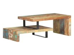 Mesa De Centro*vidaxl 2 pcs conjunto de mesas de centro madeira recuperada maciça Natural claro