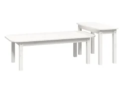 Clearance 2 pcs conjunto de mesas de centro pinho maciço PT671027 Branco