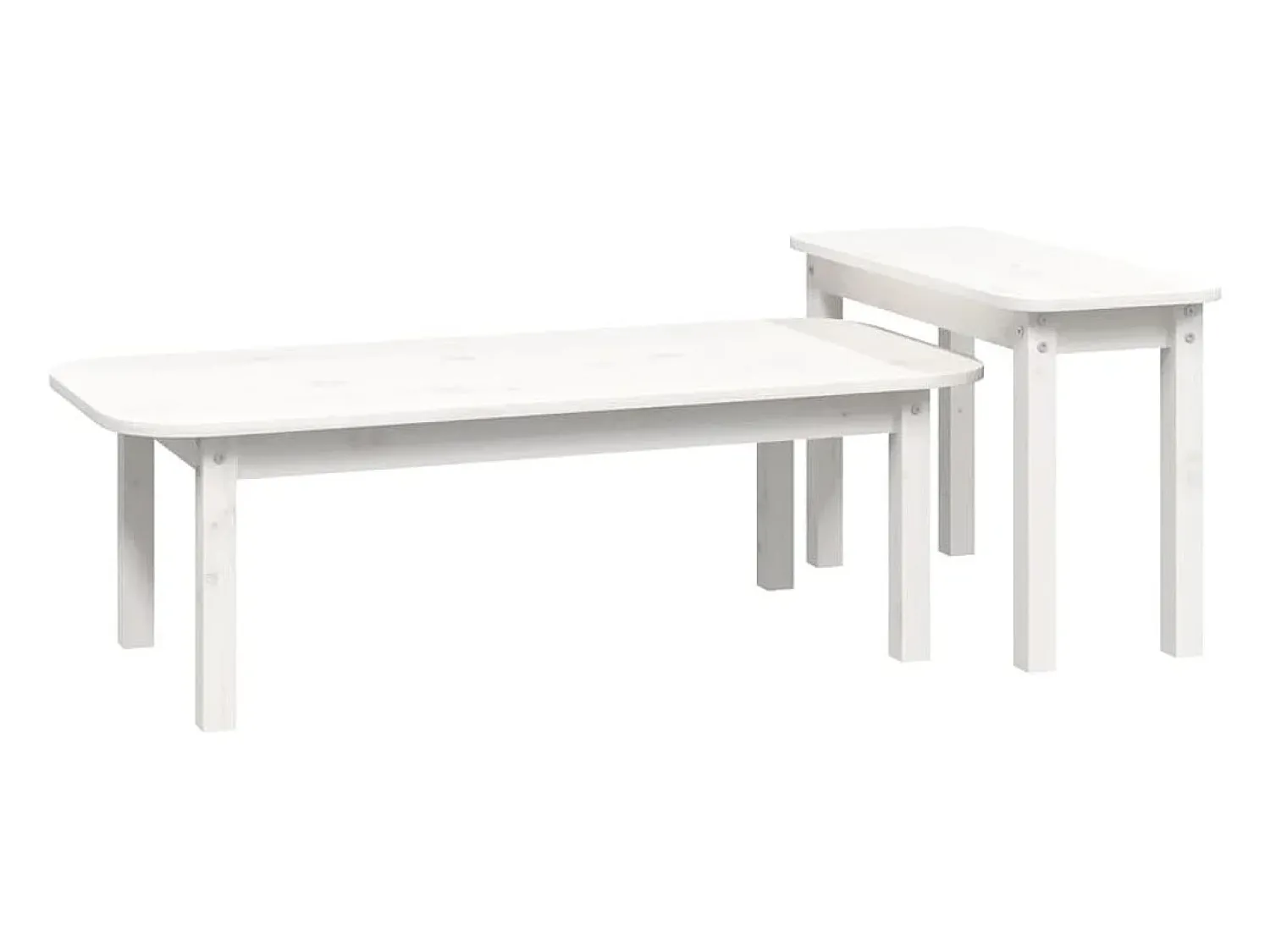 Clearance 2 pcs conjunto de mesas de centro pinho maciço PT671027 Branco