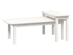 Clearance 2 pcs conjunto de mesas de centro pinho maciço PT671027 Branco