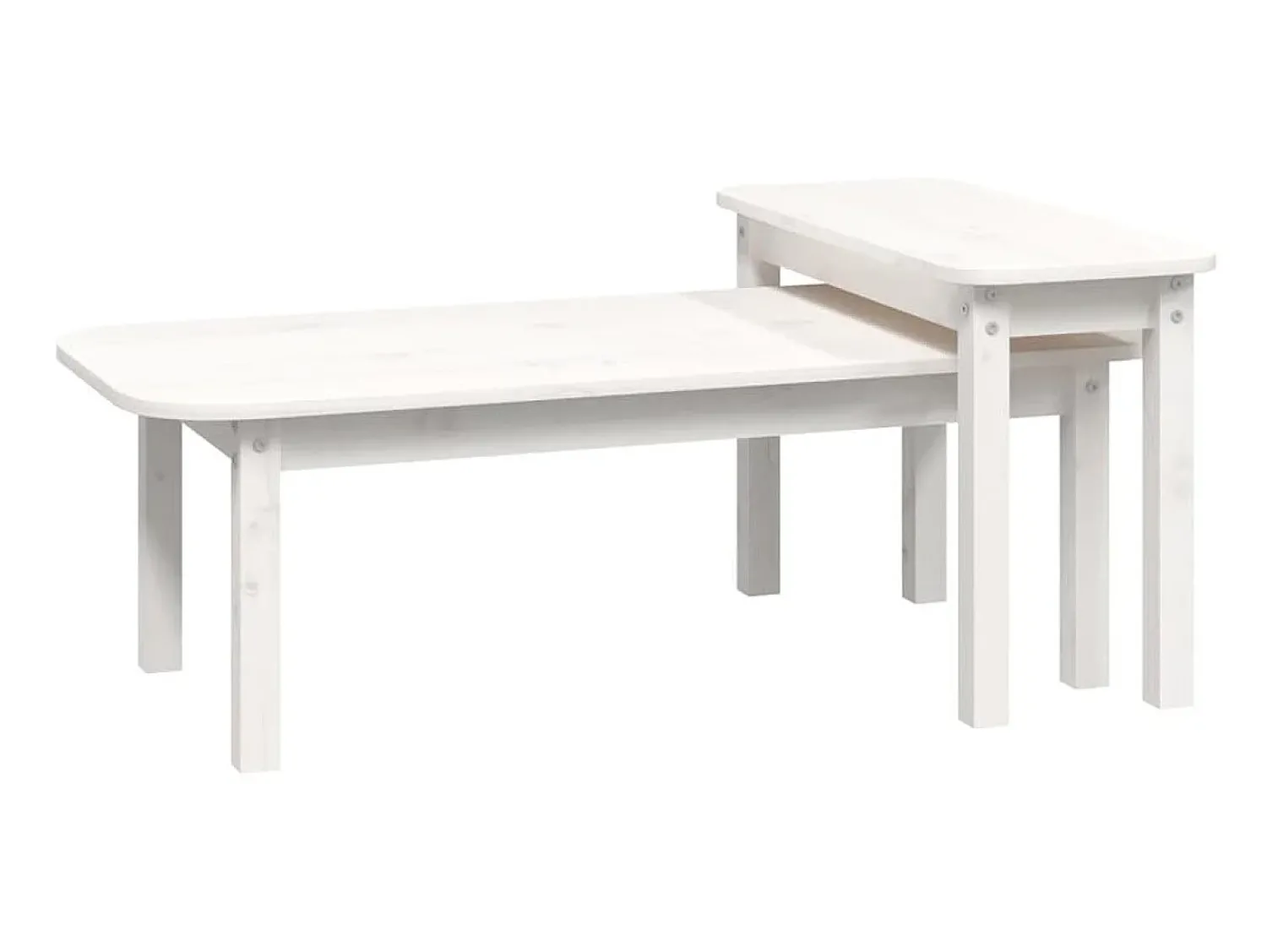 Clearance 2 pcs conjunto de mesas de centro pinho maciço PT671027 Branco