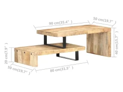 Best vidaxl 2 pcs conjunto de mesas de centro madeira de mangueira maciça Natural claro