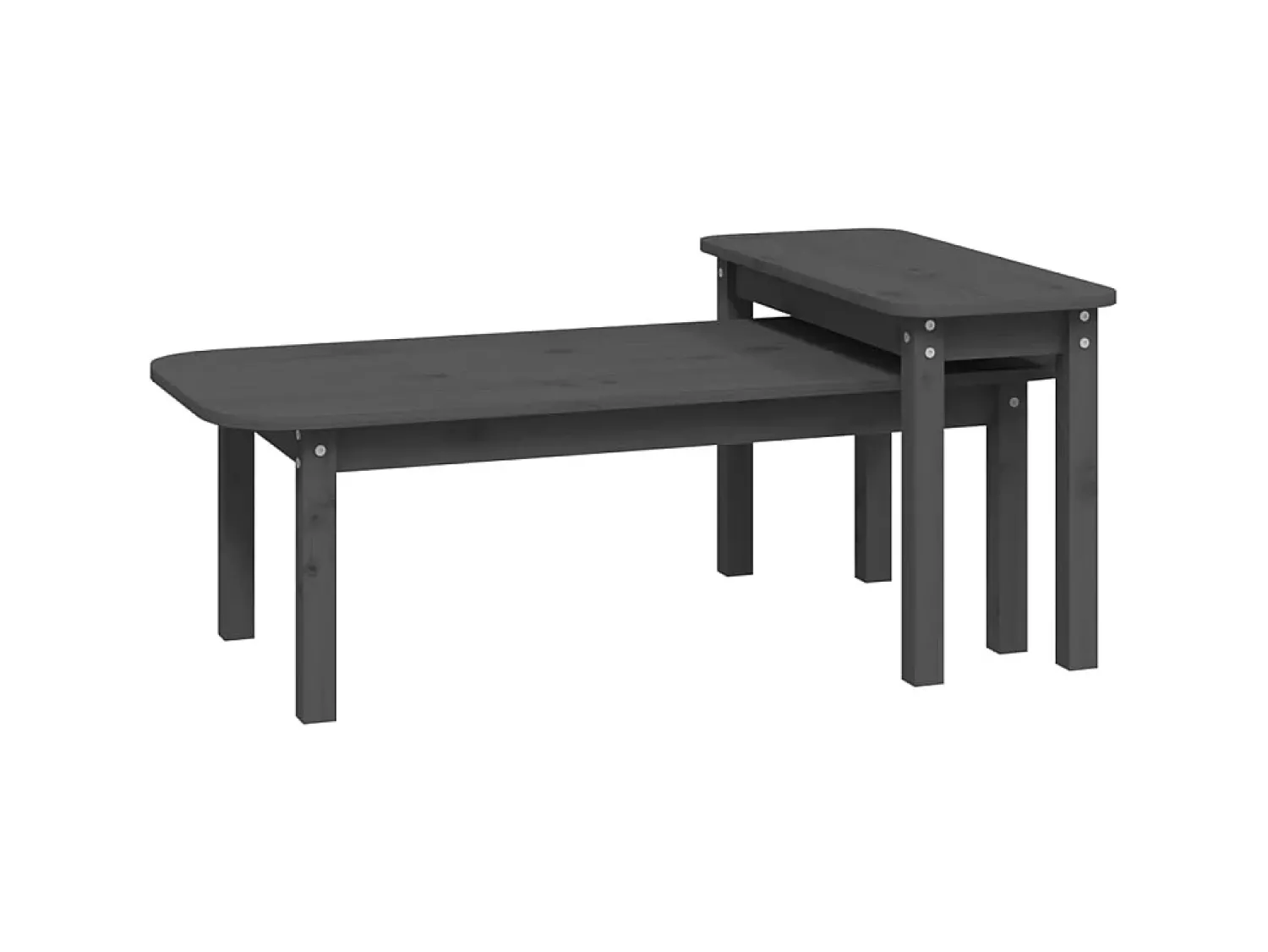 2 pcs conjunto de mesas de centro pinho maciço PT155479^ Mesa De Centro