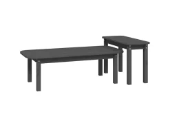2 pcs conjunto de mesas de centro pinho maciço PT155479^ Mesa De Centro