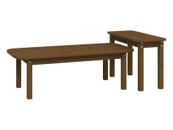 Best 2 pcs conjunto de mesas de centro pinho maciço mel PT308129 Castanho