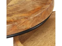 Mesa De Centro|vidaxl 2 pcs conjunto de mesas de centro mangueira maciça e aço Natural claro