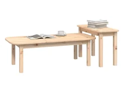 Mesa De Centro* 2 pcs conjunto de mesas de centro madeira de pinho maciça PT928914 Castanho