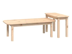 Mesa De Centro* 2 pcs conjunto de mesas de centro madeira de pinho maciça PT928914 Castanho