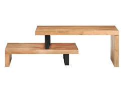 Mesa De Centro* 2 pcs conjunto de mesas de centro madeira de acácia maciça PT982213 Castanho