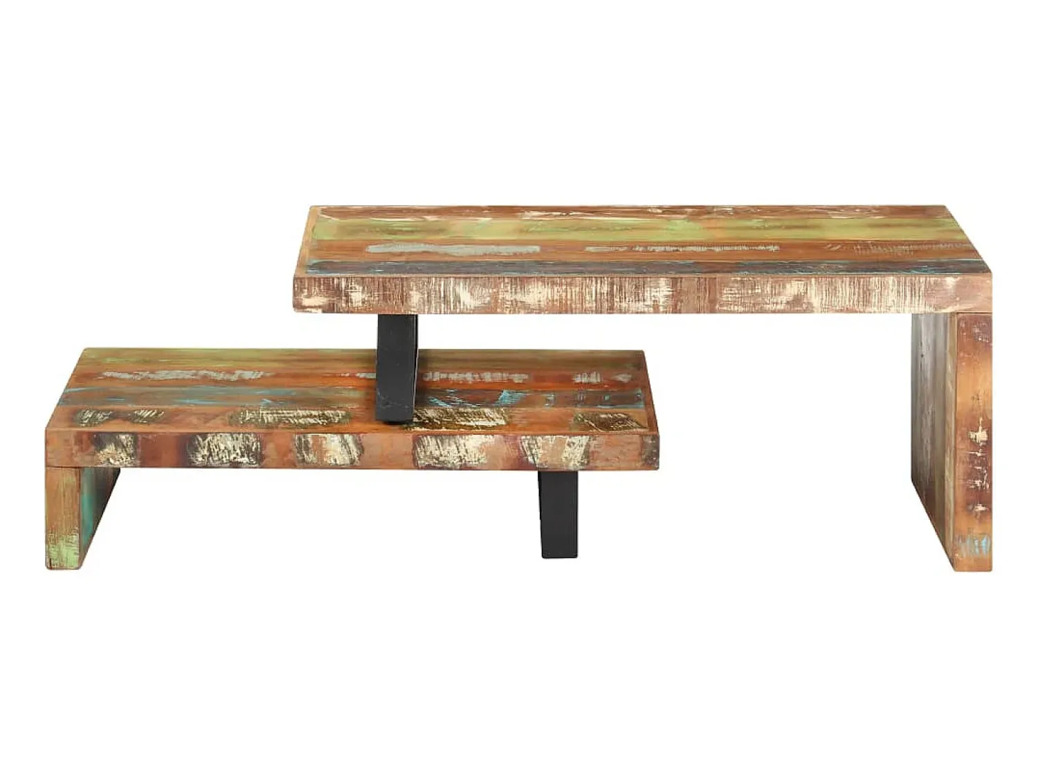 Mesa De Centro| 2 pcs conjunto de mesas de centro madeira recuperada maciça PT513526 Castanho