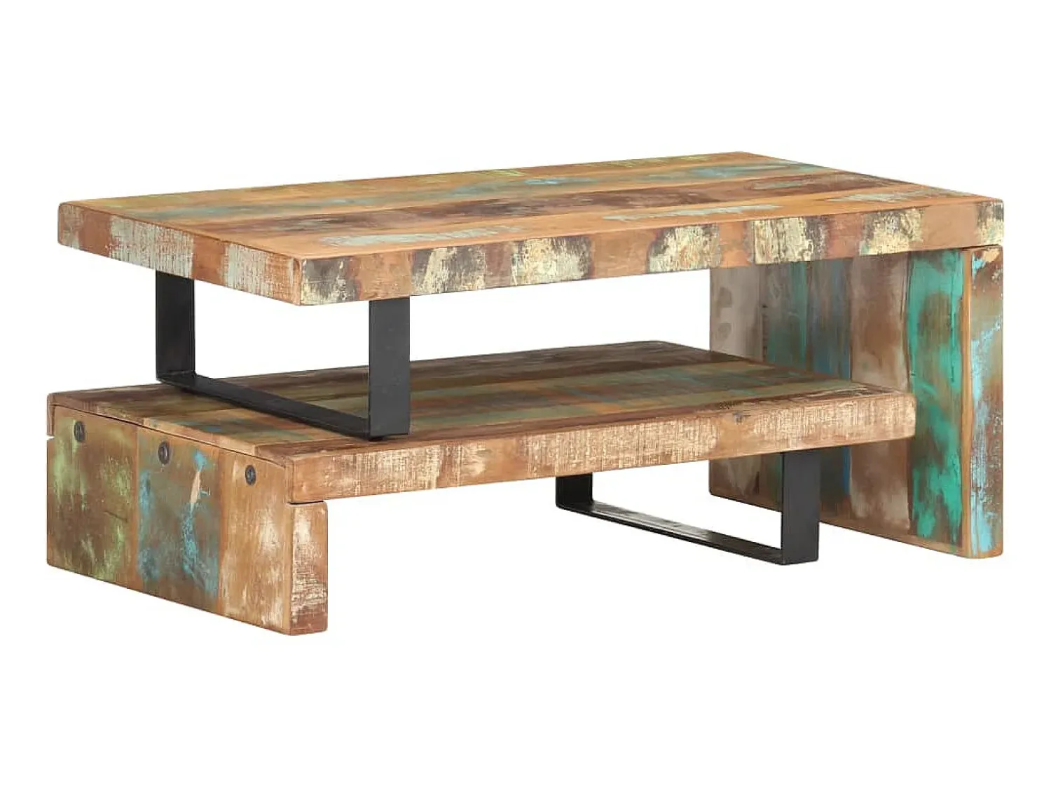 Mesa De Centro| 2 pcs conjunto de mesas de centro madeira recuperada maciça PT513526 Castanho
