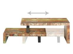 Mesa De Centro| 2 pcs conjunto de mesas de centro madeira recuperada maciça PT513526 Castanho