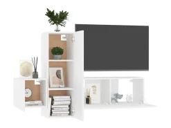 Online 3 pcs conjunto de móveis de TV derivados de madeira PT455315 Branco