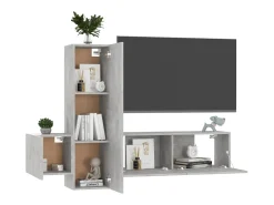 Móvel De Tv* 3 pcs conjunto de móveis de TV contraplacado cimento PT452337 Cinzento