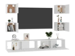 Clearance 6 pcs conjunto de móveis de TV derivados de madeira PT244718 Branco