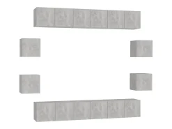 Móvel De Tv* 10 pcs conjunto de móveis de TV contraplacado cimento PT269235 Cinzento