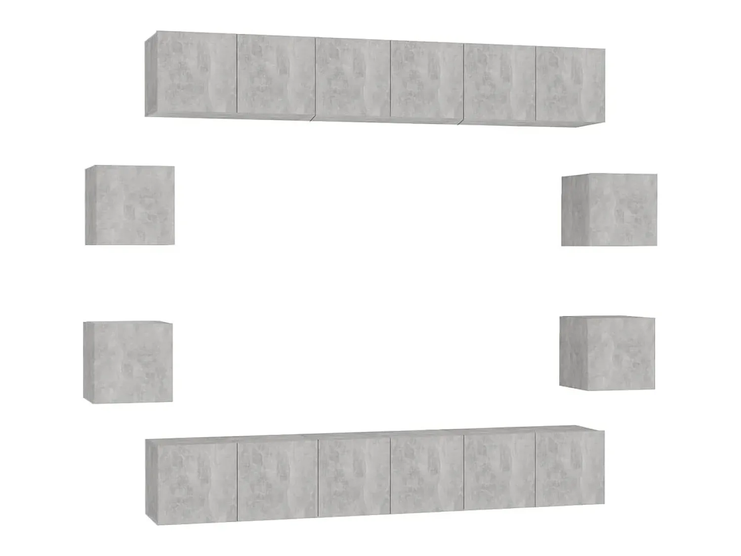 Móvel De Tv* 10 pcs conjunto de móveis de TV contraplacado cimento PT269235 Cinzento
