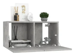 Móvel De Tv* 10 pcs conjunto de móveis de TV contraplacado cimento PT269235 Cinzento