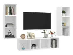 Móvel De Tv| 3 pcs conjunto de móveis de TV contraplacado PT427696 Branco