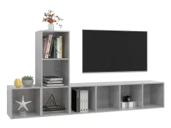 Best 3 pcs conjunto de móveis de TV contraplacado cimento PT841607 Cinzento