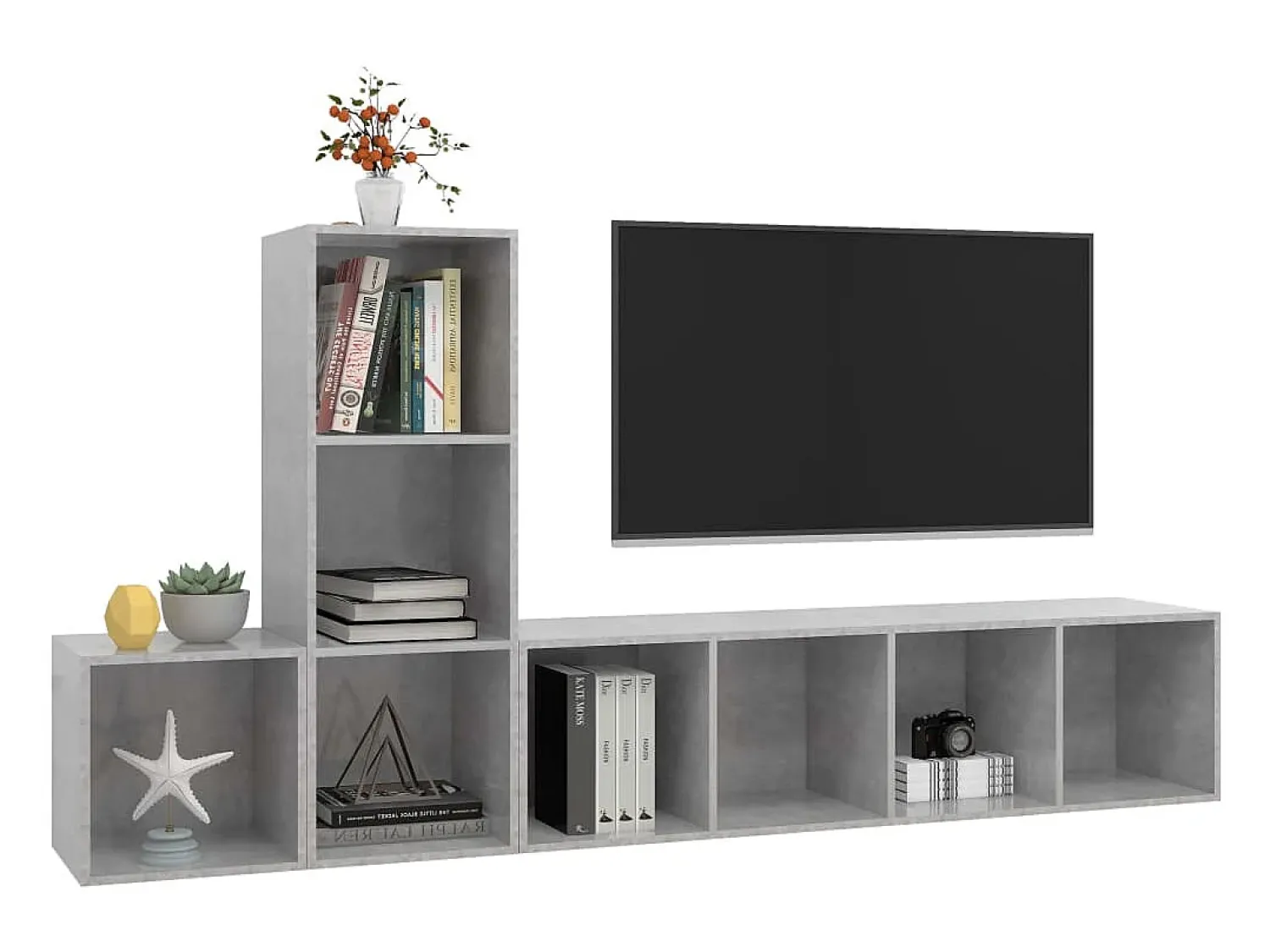 Best 3 pcs conjunto de móveis de TV contraplacado cimento PT841607 Cinzento