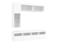 Discount 7 pcs conjunto de móveis de parede para TV com luzes LED PT730549 Branco