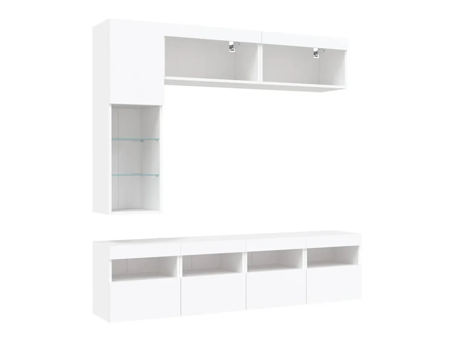 Discount 7 pcs conjunto de móveis de parede para TV com luzes LED PT730549 Branco