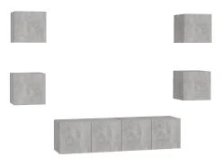 Móvel De Tv* 6 pcs conjunto de móveis de TV contraplacado cimento PT569045 Cinzento